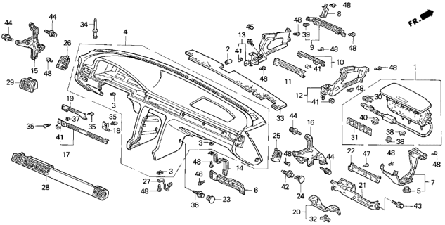 1992 Acura Vigor Panel Assembly, Instrument (Dark Cognac) Diagram for 77100-SL5-A10ZC