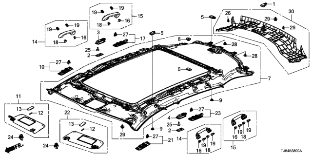 2020 Acura RDX Roof Lining (Panorama Roof) Diagram