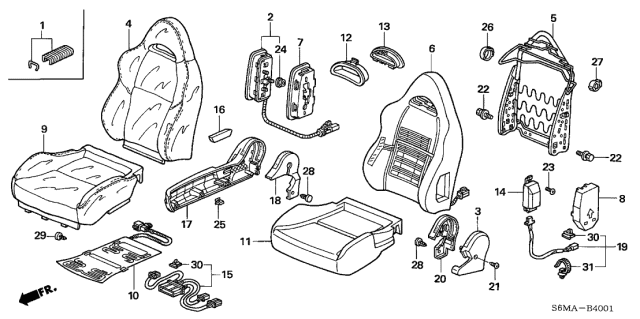 2006 Acura RSX Front Seat Diagram 2
