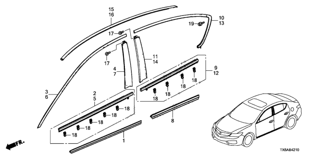 2019 Acura ILX Seal, Front Dr (Lower) Diagram for 72327-TX6-A02