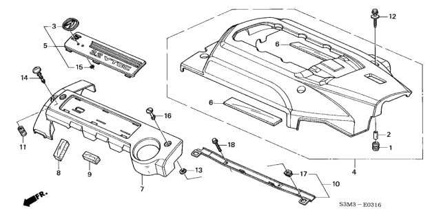 2002 Acura CL 2 Door SPORT KA 5AT Intake Manifold Cover Diagram