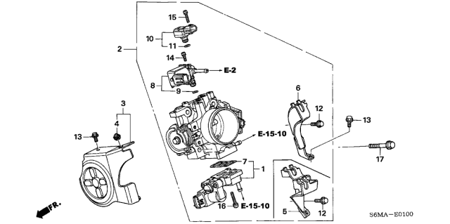 2006 Acura RSX 3 Door BASE KA 5MT Throttle Body Diagram