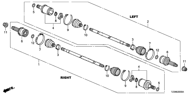 2018 Acura TLX Rear Left Axle Cv Boot Shaft Diagram for 42311-TZ7-A01