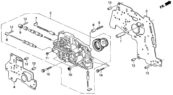 1996 Acura TL 4 Door BAS2.5 KA 4AT AT Oil Pump Body Diagram