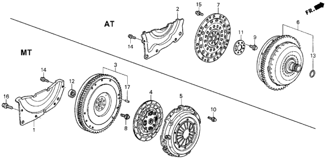 1993 Acura Integra 3 Door GSL (LEATHER) KA 4AT Clutch - Torque Converter Diagram