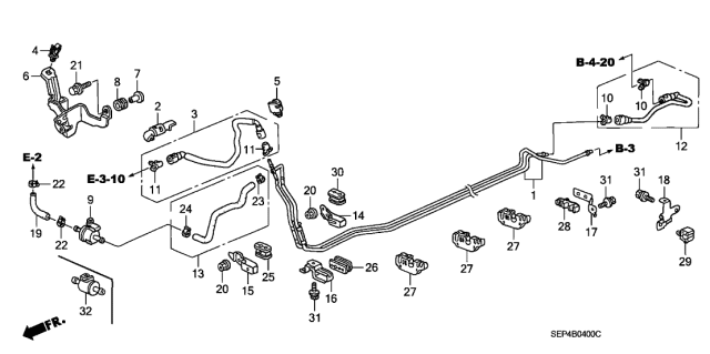 2004 Acura TL 4 Door BASE (NAVIGATION) KA 5AT Fuel Pipe Diagram