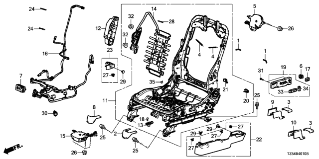 2014 Acura MDX Front Seat Components Diagram 1