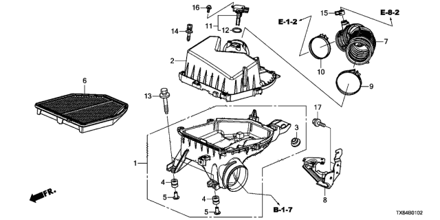 2017 Acura ILX Air Cleaner Case Set Diagram for 17201-R4H-A00