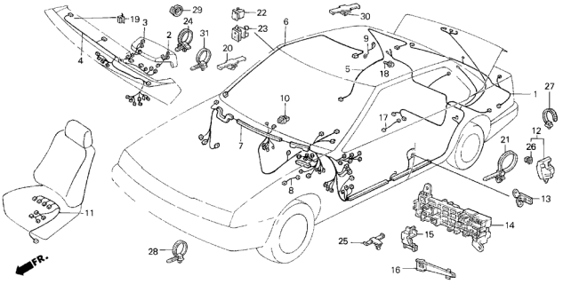 1989 Acura Legend Wire, Defroster Ground Diagram for 32202-SD4-010