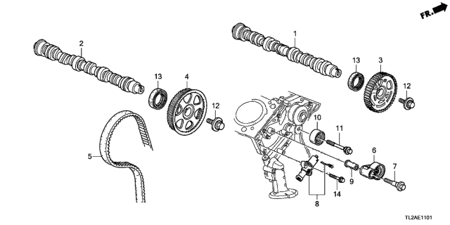 2013 Acura TSX Camshaft, Rear Diagram for 14200-RL8-A00