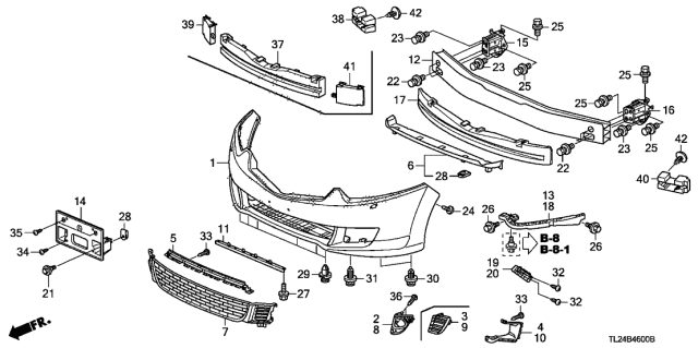 2009 Acura TSX Front Bumper Diagram