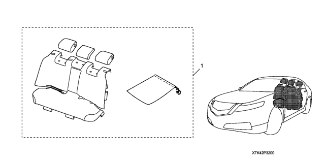 2012 Acura TL 4 Door TECH KA 6AT Seat Cover (Second Row) Diagram