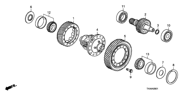 2010 Acura TL 4 Door TECH (AWD HPT) KA 5AT AT Differential (4WD) Diagram