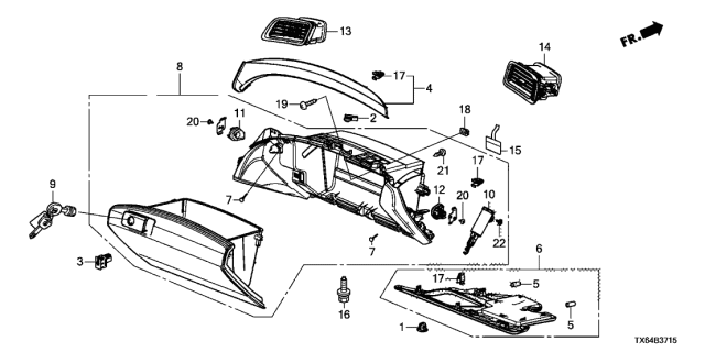 2014 Acura ILX Outlet Assembly, Passenger (Outer) (Premium Black) Diagram for 77635-TX6-A01ZA