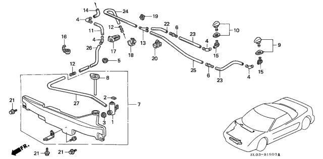 1998 Acura NSX Washer Nozzle Assembly (Grand Prix White) (Driver Side) Diagram for 76810-SL0-A01ZU