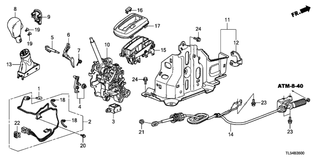 2012 Acura TSX 5 Door TECH KA 5AT Select Lever Diagram
