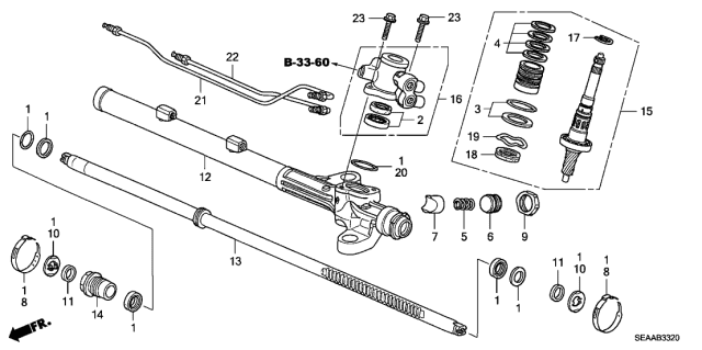 2008 Acura TSX P.S. Gear Box Components Diagram