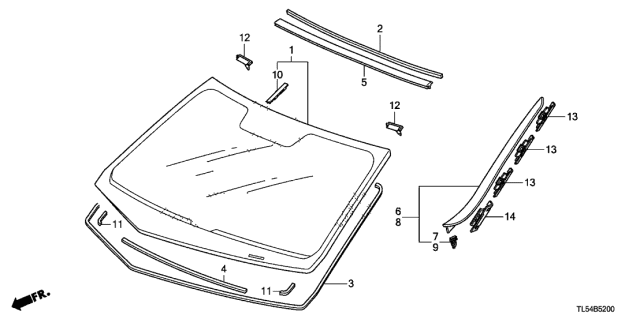 2014 Acura TSX Front Windshield Diagram