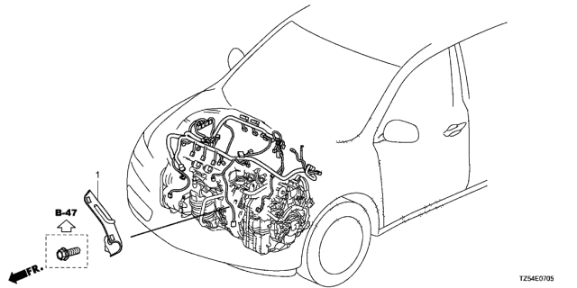2019 Acura MDX Engine Wire Harness Stay (3.5L) Diagram