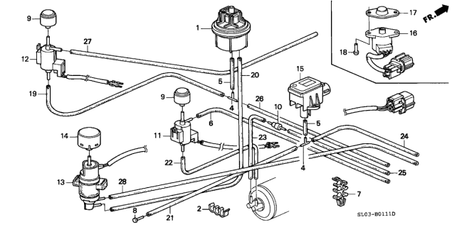 1993 Acura NSX Control Valve Assembly Diagram for 17290-PR7-A01