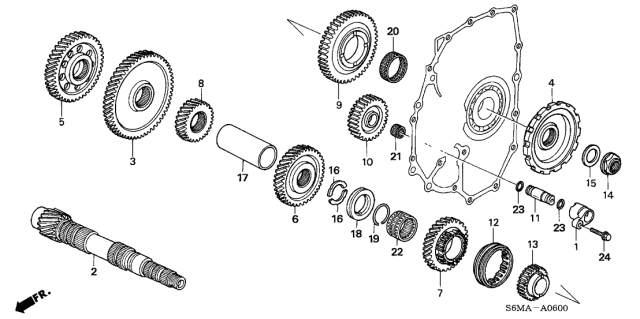 2006 Acura RSX Gear, Countershaft Second Diagram for 23441-PPV-010