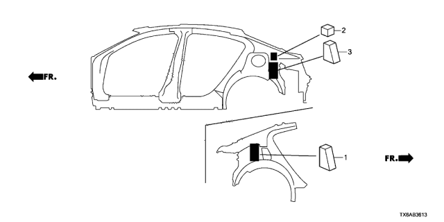 2021 Acura ILX 4 Door 24TECH (A-SPEC) KA DCT Grommet Diagram 2