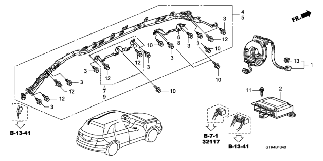 2007 Acura RDX Passenger Side Curtain Airbag Module Assembly Diagram for 78870-STK-A80