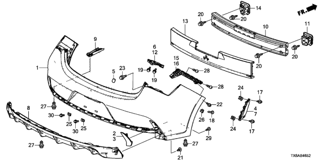 2021 Acura ILX L Rear Rear Assembly Diagram for 33555-TZ3-A11