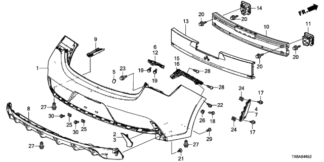 2021 Acura ILX 4 Door 24TECH (A-SPEC) KA DCT Rear Bumper Diagram