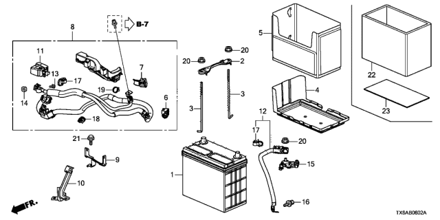 2021 Acura ILX Box, Battery (46B24) Diagram for 31521-SNA-A00