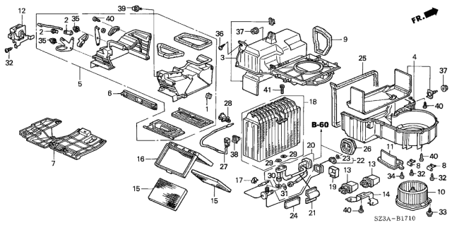 2004 Acura RL 4 Door RL (NAVIGATION) KA 4AT Heater Blower Diagram