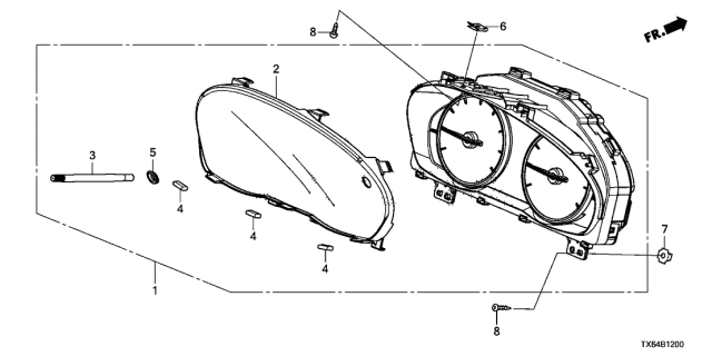 2016 Acura ILX Speedometer Instrument Gauge Cluster (Rewritable) Diagram for 78100-TV9-A21