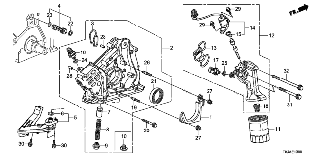 2013 Acura TL 4 Door TECH KA 6AT Oil Pump Diagram