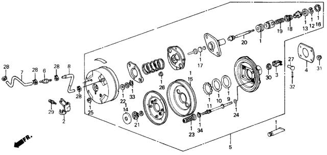 1986 Acura Integra Master Cylinder Bracket Gasket Diagram for 46191-634-000