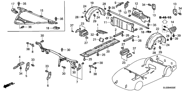 1999 Acura NSX 2 Door NSX-T KA 6MT Body Component Diagram