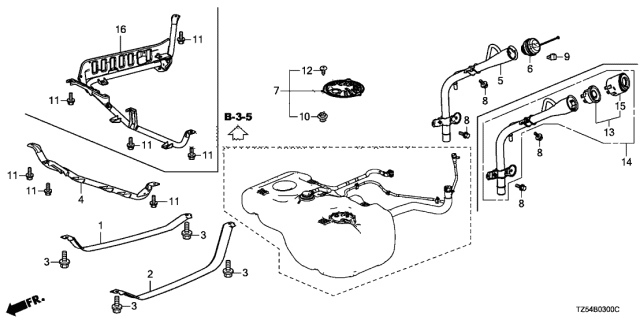 2016 Acura MDX Fuel Filler Pipe Diagram