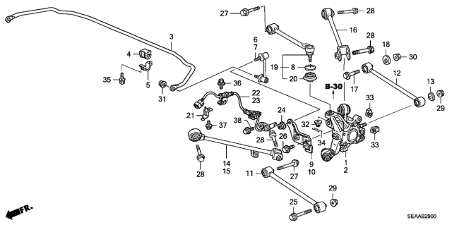 2008 Acura TSX 4 Door TSX (NAVIGATION) KA 5AT Rear Lower Arm Diagram