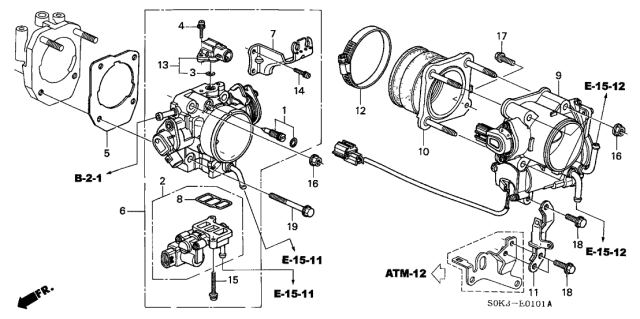 2003 Acura TL 4 Door TYPE-S KA 5AT Throttle Body Diagram