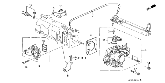 1999 Acura CL Throttle Body Assembly (Gfd5A) Diagram for 16400-P6W-A61