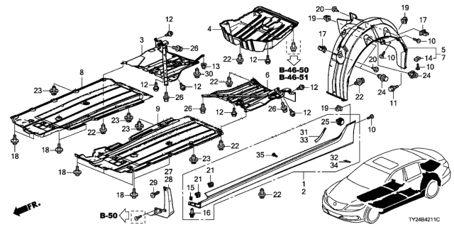 2016 Acura RLX Garnish Assembly, Passenger Side Sill (Crystal Black Pearl) Diagram for 71800-TY2-A01ZF