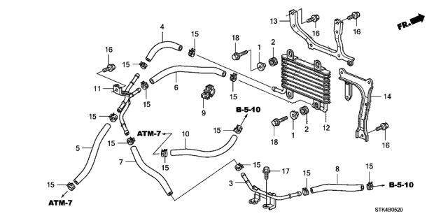 2009 Acura RDX Hose (235Mm) (Atf) Diagram for 25211-RWC-007