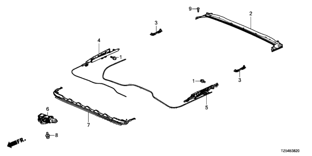 2014 Acura MDX Motor Assembly, Sunroof Diagram for 70450-TZ5-A01