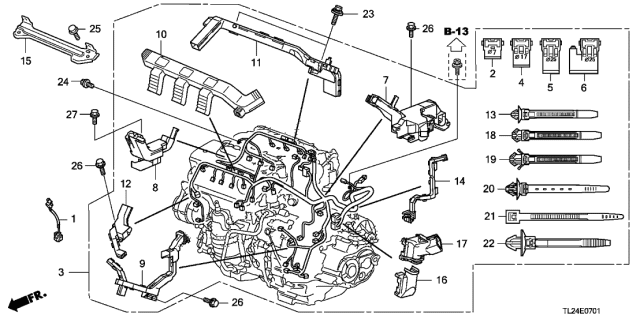 2010 Acura TSX Holder, Driver Side Engine Harness Diagram for 32137-R70-A00
