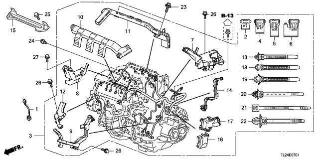 2010 Acura TSX Holder, Corrugated (25MM) (Black) Diagram for 32121-R70-A01