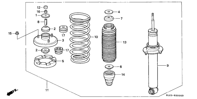 1999 Acura NSX 2 Door NSX-T KA 6MT Rear Shock Absorber Diagram