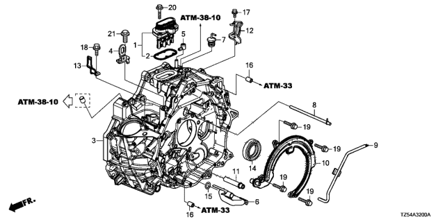 2019 Acura MDX Hanger A, Transmission Diagram for 21232-5WV-A00