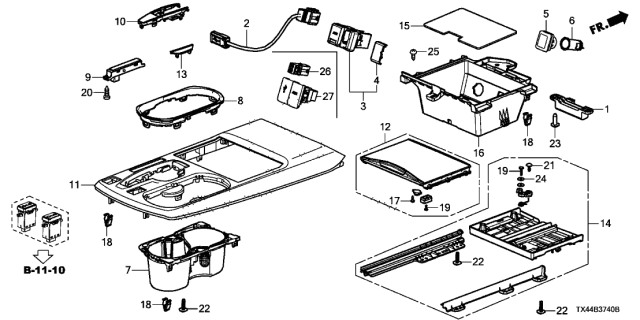 2013 Acura RDX Front Console Diagram