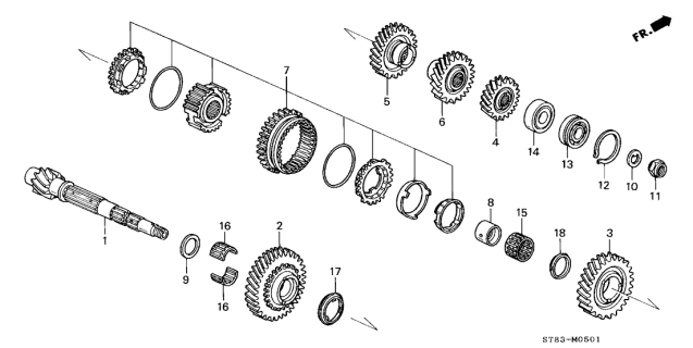 1995 Acura Integra 4 Door GS-R KA 5MT MT Countershaft Diagram