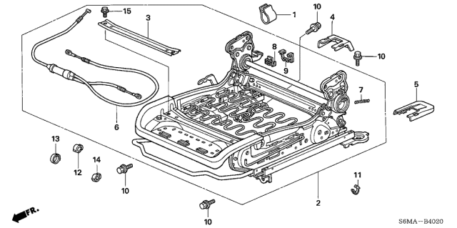 2006 Acura RSX 3 Door BASE KA 5AT Front Seat Components Diagram 2