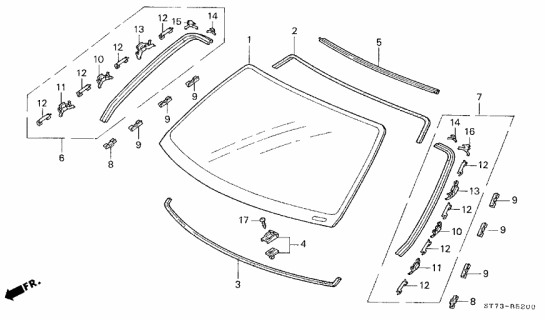 2000 Acura Integra Front Windshield Diagram